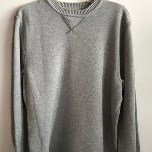 Chaps Size Medium Knit Sweater Pullover Denim Cotton Gray Long Sleeve Heavy